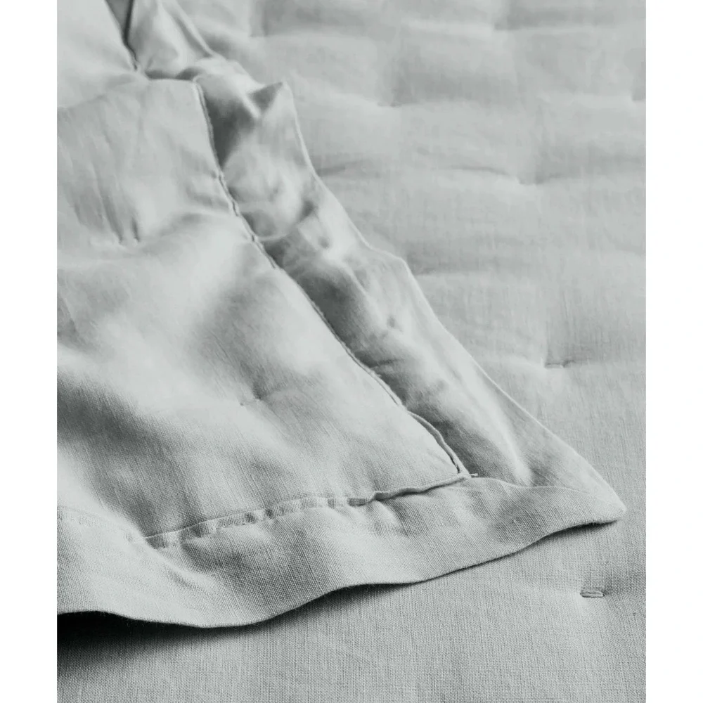 Quince European Linen Dream Quilt Full/Queen Mist Blue